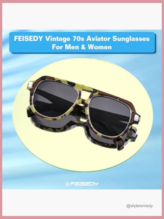 Plastic Aviator Sunglasses Retro 70s Style UV400 Protection